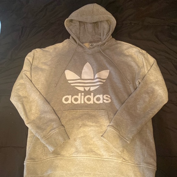 Gray Adidas trefoil hoodie size medium - Picture 1 of 3
